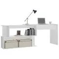 Bureau d'angle Blanc brillant 200x50x76 cm Aggloméré