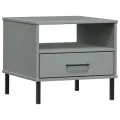 Table de chevet avec pieds en métal Gris Bois pin massif OSLO