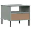 Table de chevet avec pieds en métal Gris Bois pin massif OSLO