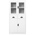 Armoire de bureau Blanc 90x40x180 cm Acier et verre trempé