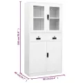 Armoire de bureau Blanc 90x40x180 cm Acier et verre trempé