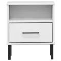 Table de chevet avec pieds en métal Blanc Bois pin massif OSLO