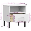 Table de chevet avec pieds en métal Blanc Bois pin massif OSLO