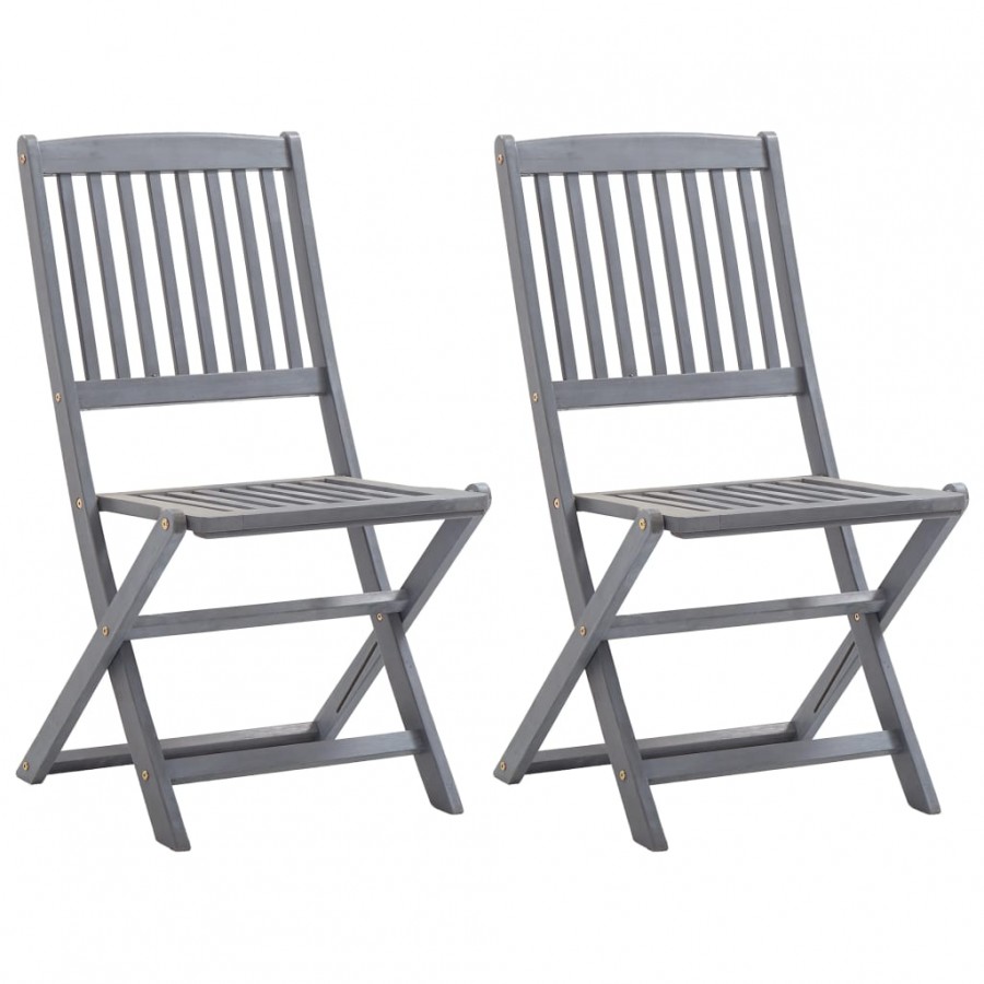 Chaises pliables d'extérieur 2 pcs Bois d'acacia solide