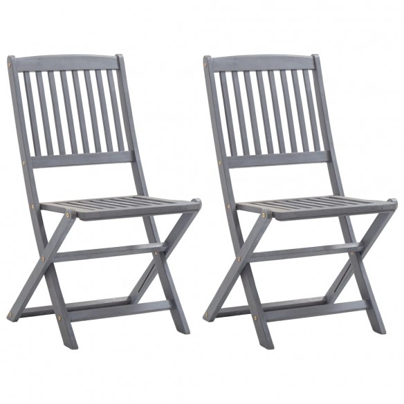 Chaises pliables d'extérieur 2 pcs Bois d'acacia solide