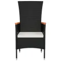 Chaises de jardin 2 pcs avec coussins Résine tressée Noir