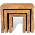 Table gigogne 3 pcs Bois massif de manguier