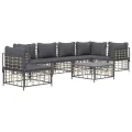Salon de jardin 7 pcs avec coussins anthracite résine tressée