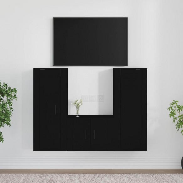 Ensemble de meubles TV 3 pcs Noir Bois d'ingénierie