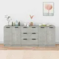 Buffets 3 pcs Gris béton Bois d'ingénierie