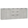 Buffets 3 pcs Gris béton Bois d'ingénierie