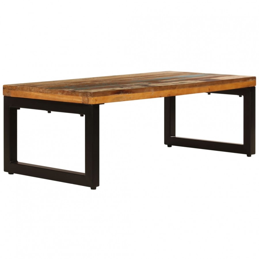 Table basse 100x50x35 cm Bois de récupération solide et acier