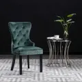 Chaises à manger lot de 6 vert foncé velours