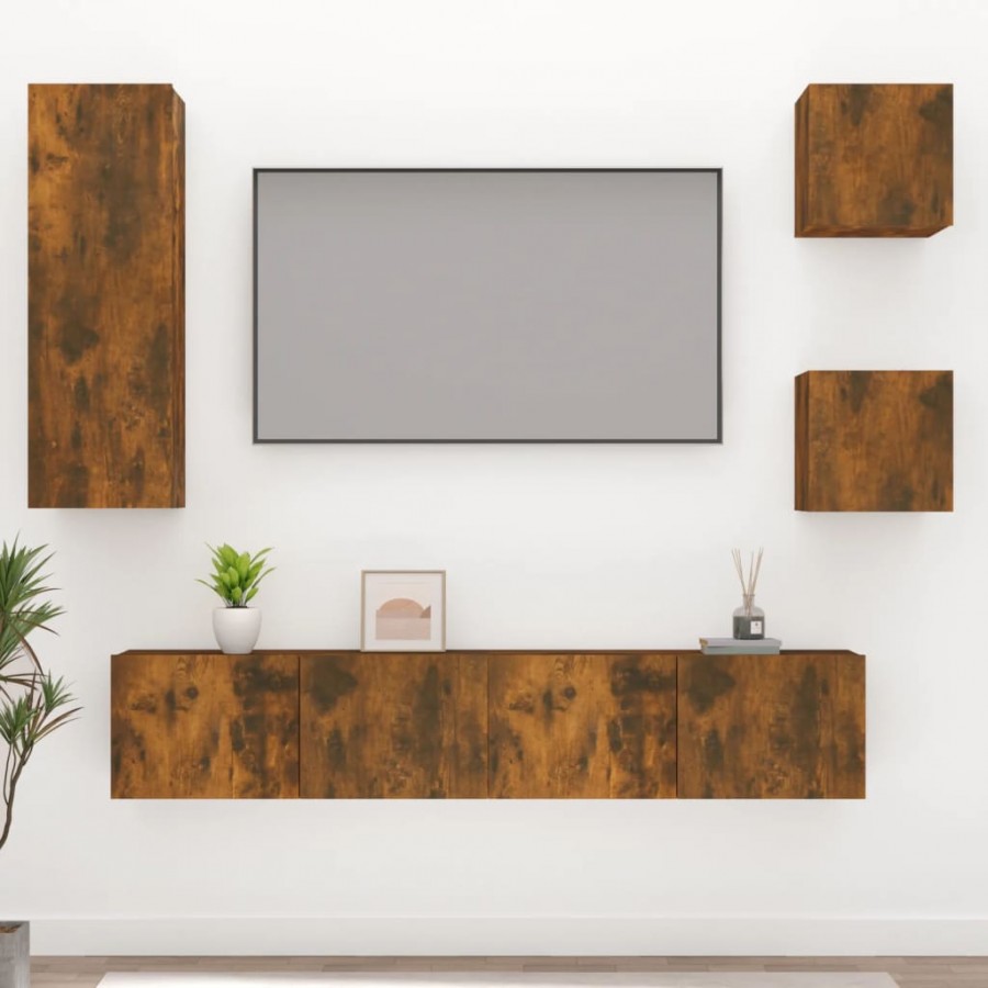 Ensemble de meubles TV 5 pcs Chêne fumé Bois d'ingénierie