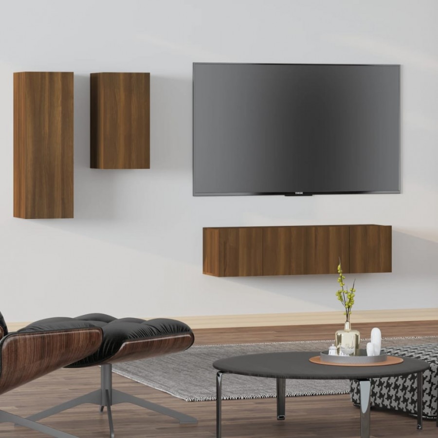 Ensemble de meubles TV 4 pcs Chêne marron Bois d'ingénierie