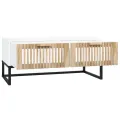 Table basse blanc 80x40x35 cm Bois d'ingénierie et fer