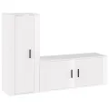 Ensemble de meubles TV 2 pcs blanc brillant bois d'ingénierie