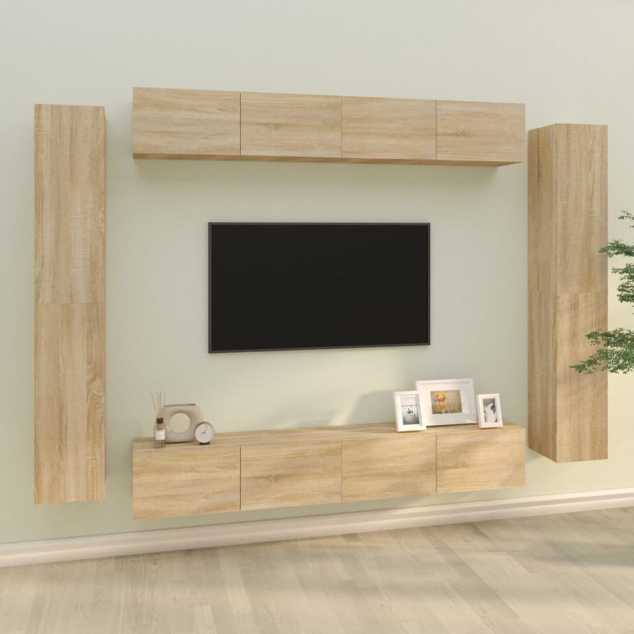 Ensemble de meubles TV 8 pcs Chêne sonoma Bois d'ingénierie