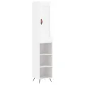 Buffet haut Blanc brillant 34,5x34x180 cm Bois d'ingénierie