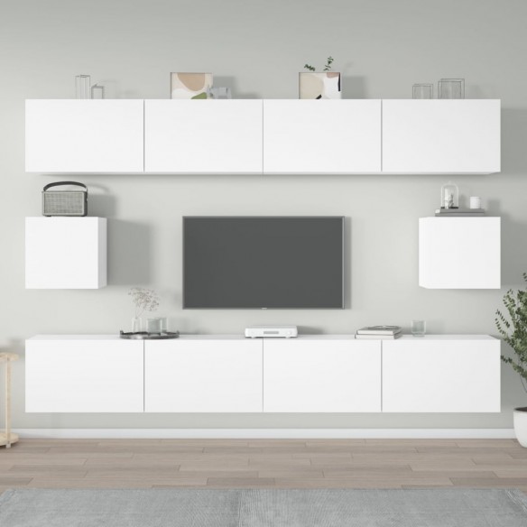 Ensemble de meubles TV 6 pcs Blanc Bois d'ingénierie