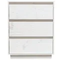 Buffet Blanc 60x34x75 cm Bois massif de pin