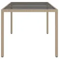 Table de jardin 150x90x75 cm Verre trempé/résine tressée Beige