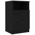 Tables de chevet 2 pcs Noir Bois d'ingénierie