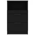 Tables de chevet 2 pcs Noir Bois d'ingénierie