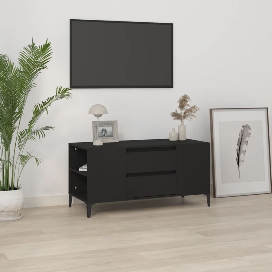 Meuble TV Noir 102x44,5x50 cm Bois d'ingénierie