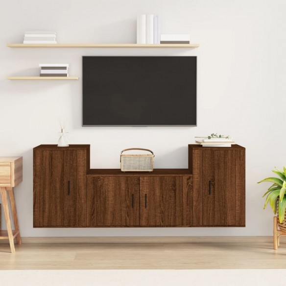 Ensemble de meubles TV 3 pcs Chêne marron Bois d'ingénierie