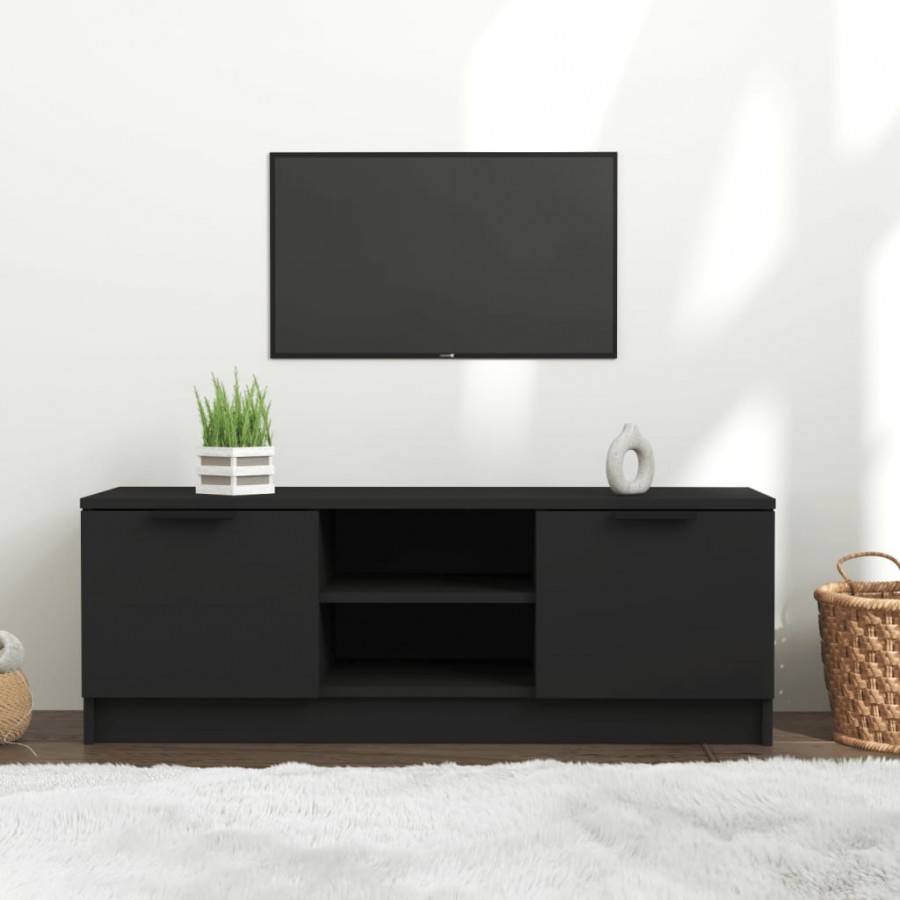 Meuble TV Noir 102x35x36,5 cm Bois d'ingénierie