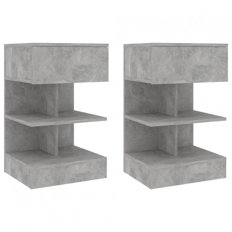 Tables de chevet 2 pcs Gris béton 40x35x65 cm