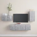Ensemble de meuble TV 4 pcs Gris béton Aggloméré