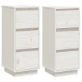 Buffets 2 pcs Blanc 32x34x75 cm Bois massif de pin