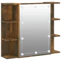 Armoire à miroir avec LED Chêne fumé 70x16,5x60 cm