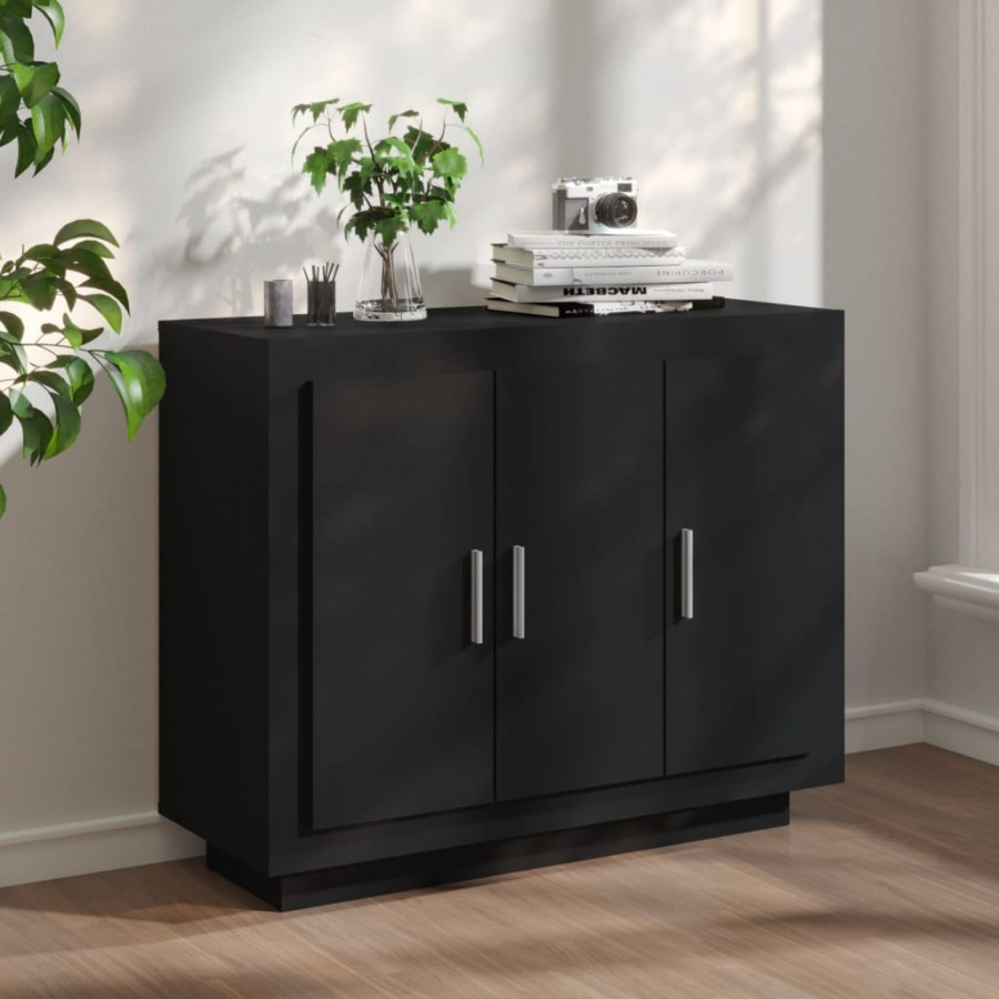 Buffet Noir 92x35x75 cm Bois d'ingénierie