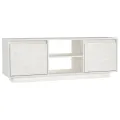 Meuble TV Blanc 110x30x40 cm Bois de pin massif