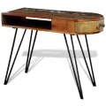 Bureau avec pieds en fer Bois de récupération solide