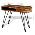 Bureau avec pieds en fer Bois de récupération solide