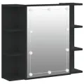 Armoire à miroir avec LED noir 70x16,5x60 cm