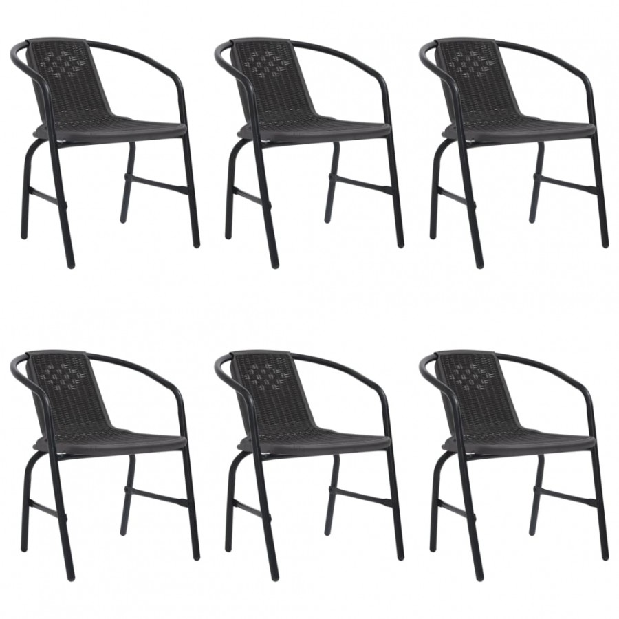 Chaises de jardin 6 pcs Rotin plastique et acier 110 kg