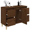 Meuble d'évier chêne marron 80x33x60 cm bois d'ingénierie