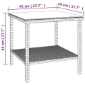 Table d'appoint noir 45x45x45 cm poly rotin et verre trempé