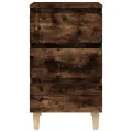 Table de chevet avec pieds en bois solide Chêne fumé 40x35x69cm