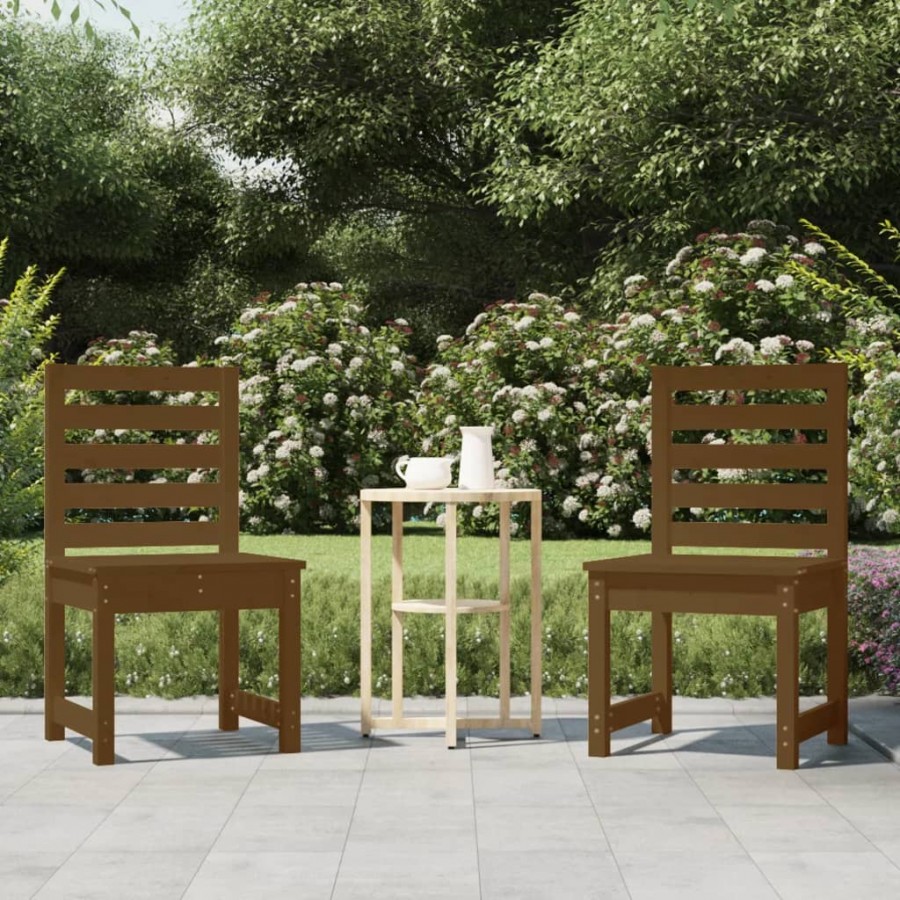 Chaises de jardin 2 pcs marron miel bois massif de pin