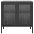 Buffet noir 70x35x70 cm verre et acier