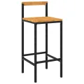 Tabourets de bar 2 pcs noir résine tressée et bois d'acacia