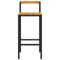 Tabourets de bar 2 pcs noir résine tressée et bois d'acacia
