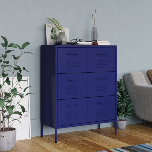 Armoire à tiroirs Bleu marine 80x35x101,5 cm Acier