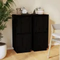Buffets 2 pcs Noir 31,5x34x75 cm Bois massif de pin